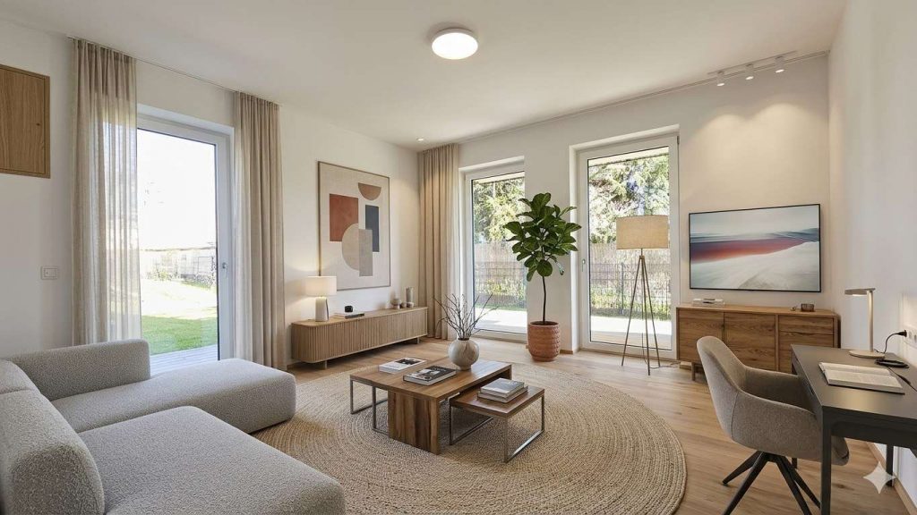 Zentral & ruhig in Traunstein mit Garten in stilvoller KFW40 Villa – Barrierefrei , 3-Zimmer, TG